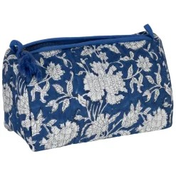 Pochette en coton matelassé et doublure imperméable indigo - Flaura