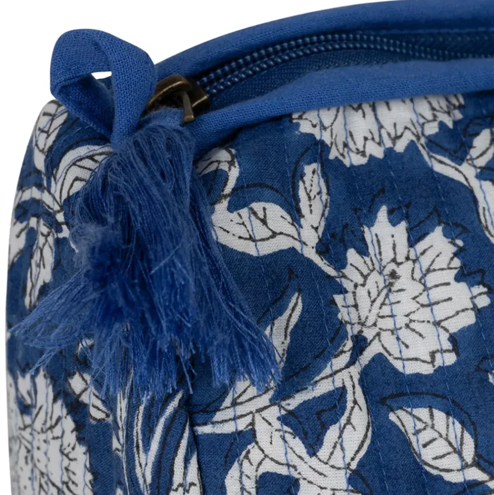 Pochette en coton matelassé et doublure imperméable indigo - Flaura