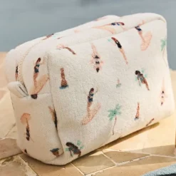 Pochette en coton émeraude et corail - Palma