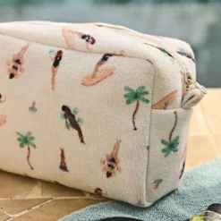 Pochette en coton émeraude et corail - Palma
