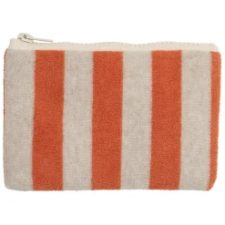 Pochette en coton rayée corail et blanc - Palma