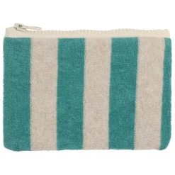Pochette en coton rayée émeuraude et blanc - Palma