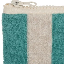 Pochette en coton rayée émeuraude et blanc - Palma