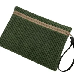 Pochette en velours kaki