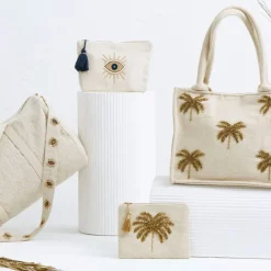 Pochette œil en coton blanc et bleu - Greeka