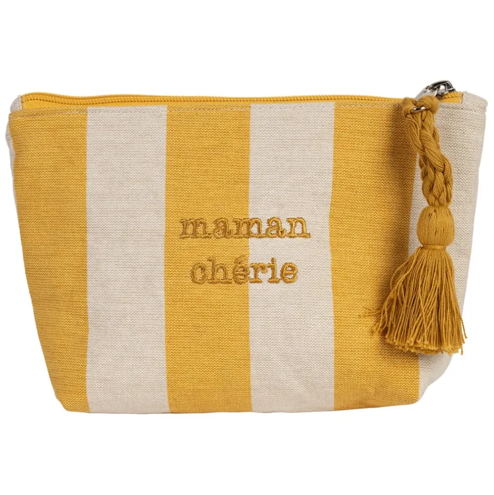 Pochette Maman en coton écru et jaune - Famille