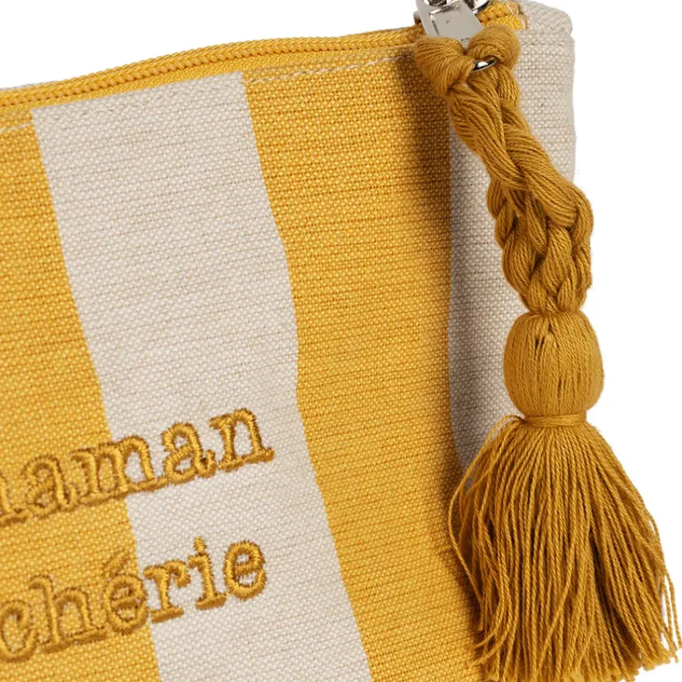 Pochette Maman en coton écru et jaune - Famille