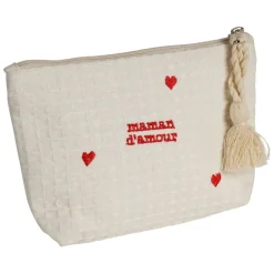 Pochette maman en coton écru et rouge - Famille