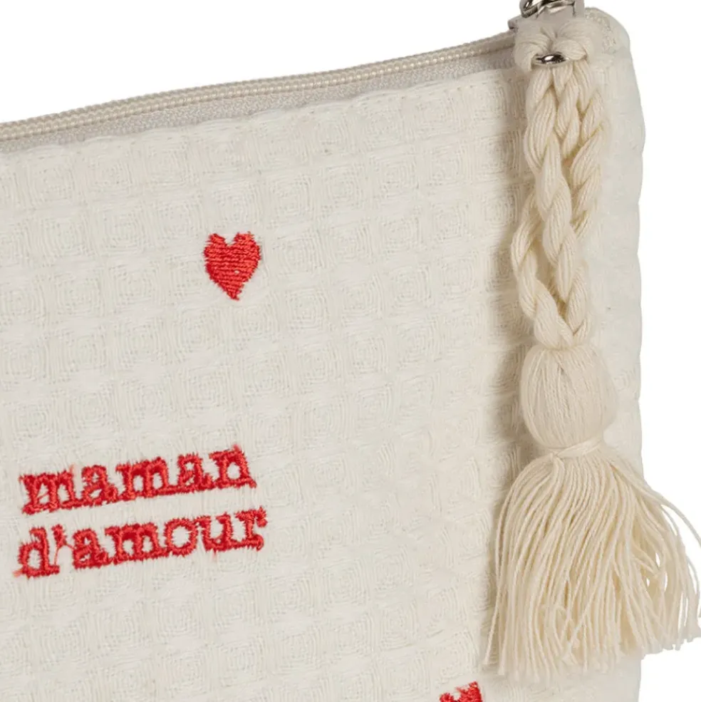 Pochette maman en coton écru et rouge - Famille
