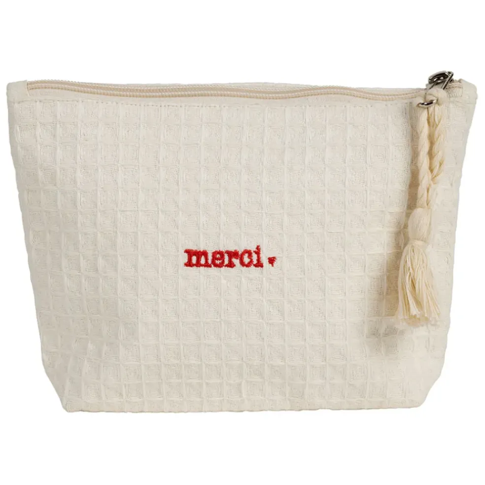 Pochette Merci en coton écru - Famille