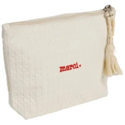 Pochette Merci en coton écru - Famille
