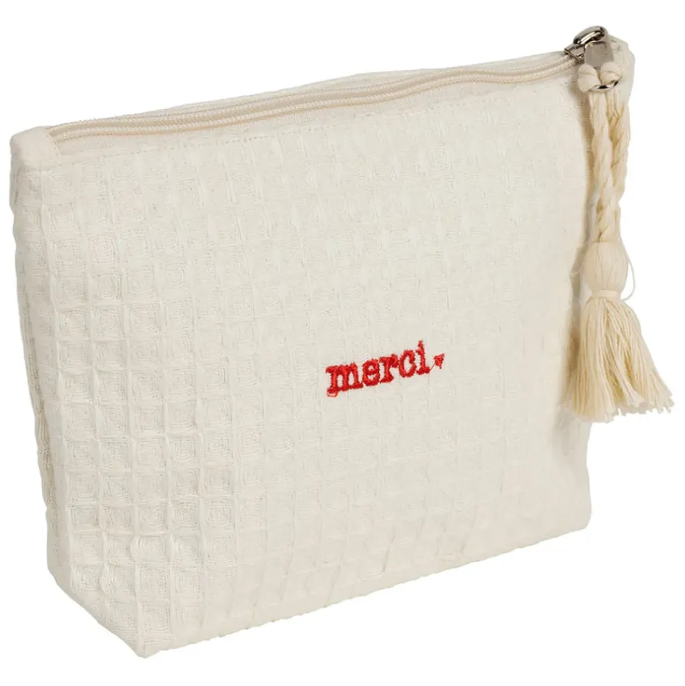 Pochette Merci en coton écru - Famille