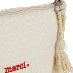 Pochette Merci en coton écru - Famille
