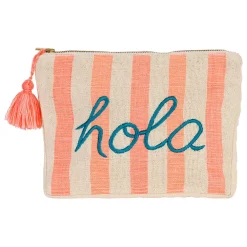 Pochette "hola" en coton corail - Palma