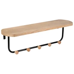 Porte manteau avec étagère en fer noir et bois - Atelier