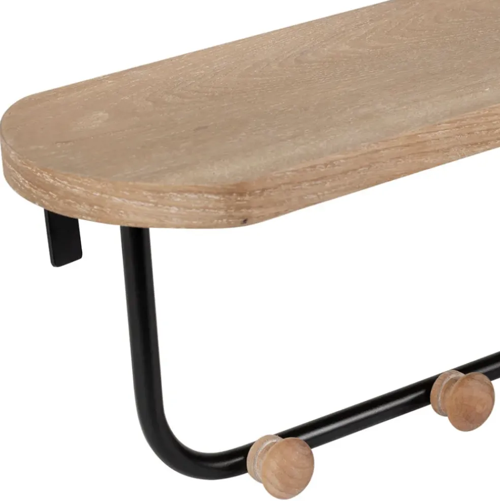 Porte manteau avec étagère en fer noir et bois - Atelier