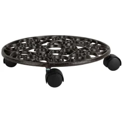 Porte plante 4 roues en fonte brun d31.5cm - Rhodonea