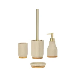 Porte savon bois et beige d12xh3cm
