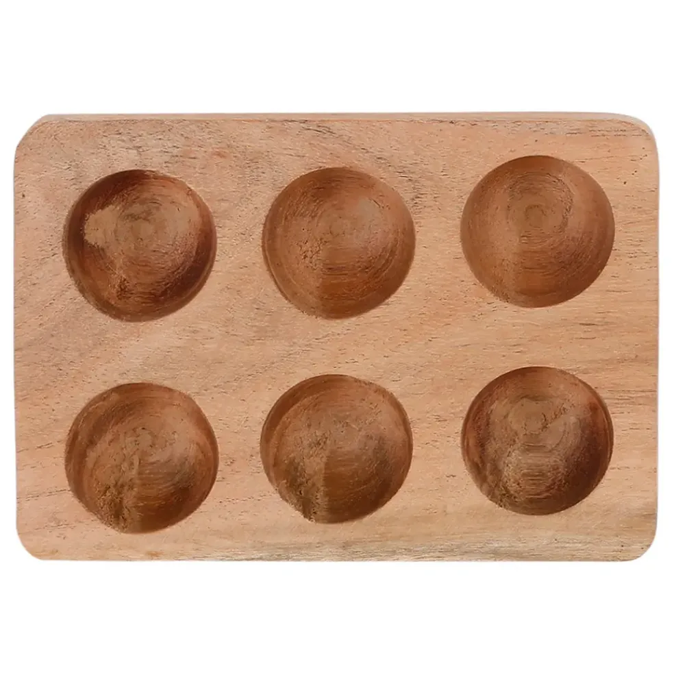 Porte œufs 6 socles en acacia naturel 16x10cm - Dalbert