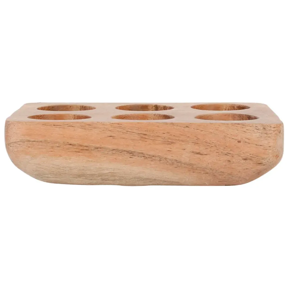 Porte œufs 6 socles en acacia naturel 16x10cm - Dalbert