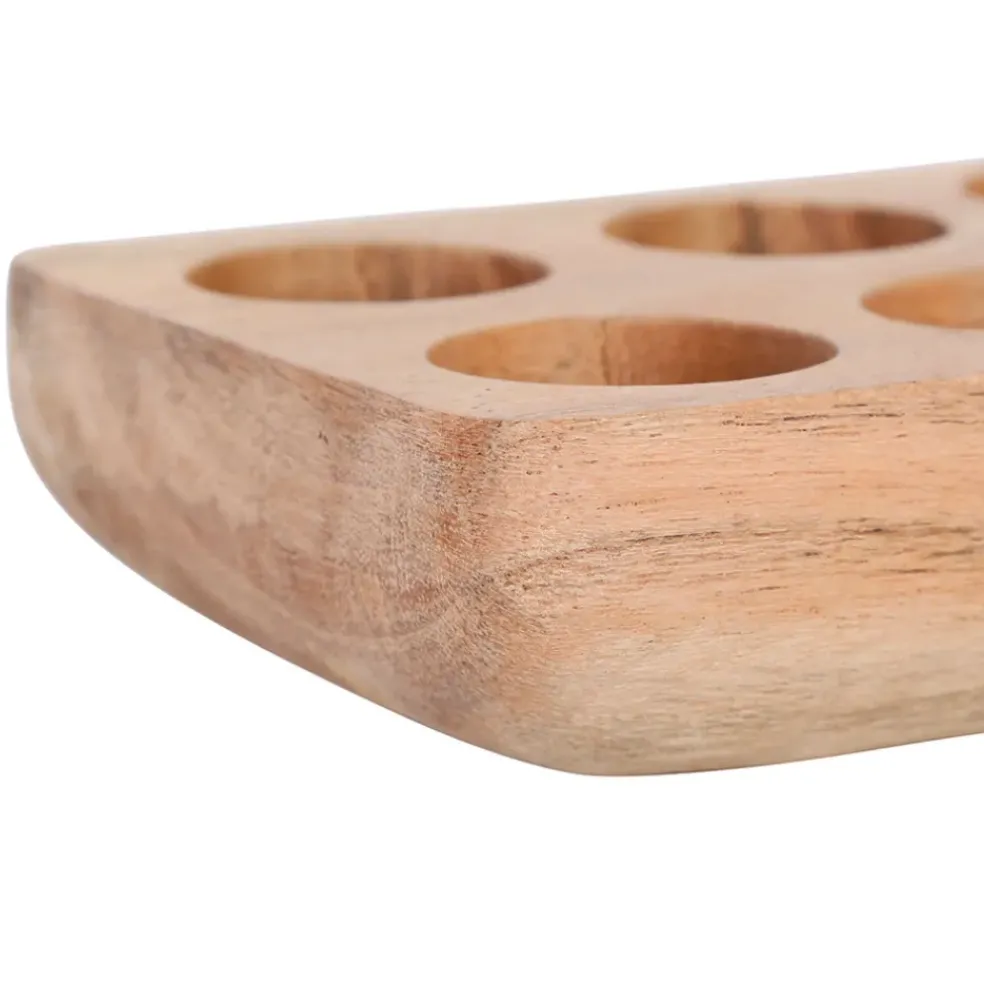 Porte œufs 6 socles en acacia naturel 16x10cm - Dalbert