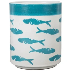 Porte ustensiles poisson turquoise d13.5xh17cm en terre cuite - corfou