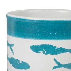 Porte ustensiles poisson turquoise d13.5xh17cm en terre cuite - corfou