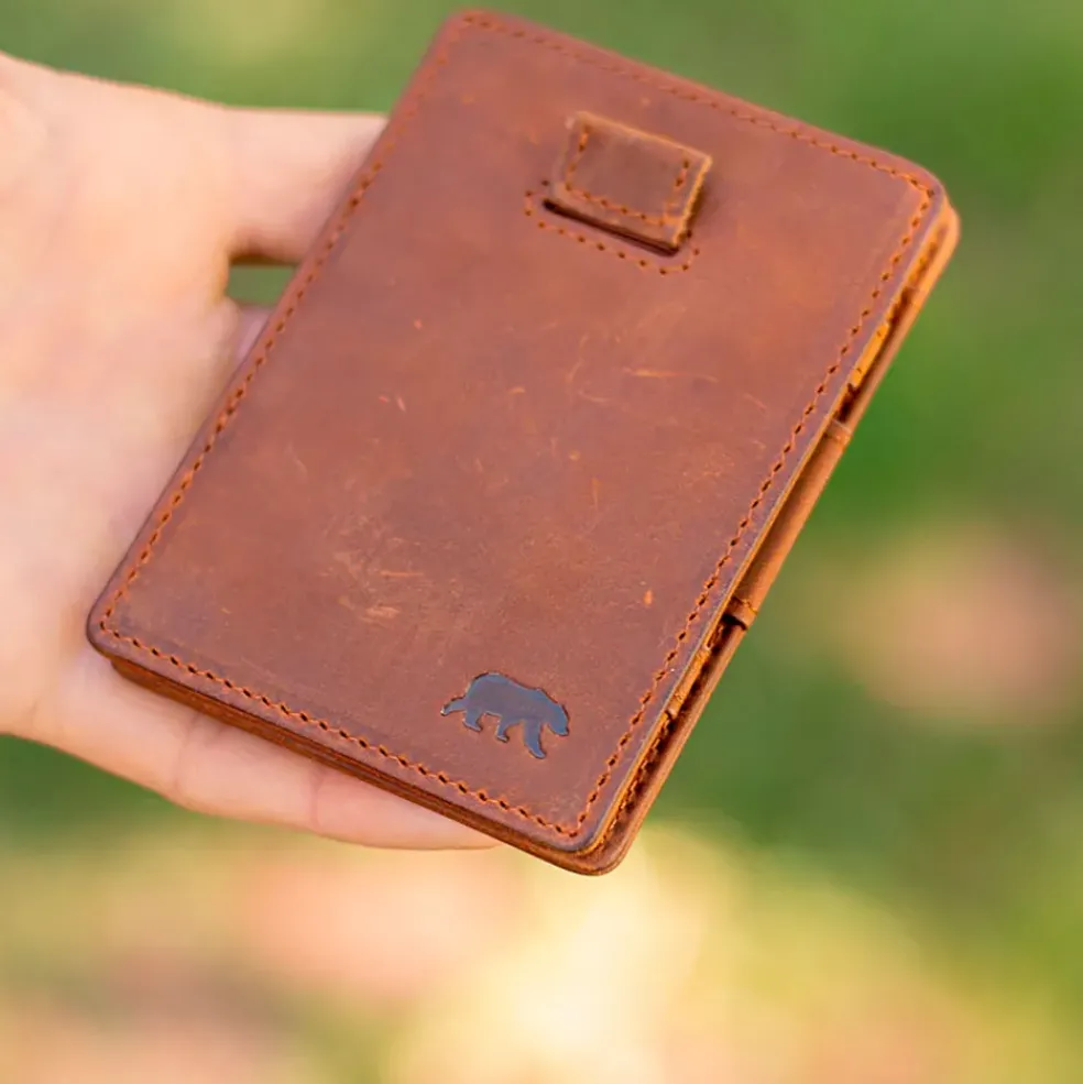 Portefeuille magic handy en cuir cognac