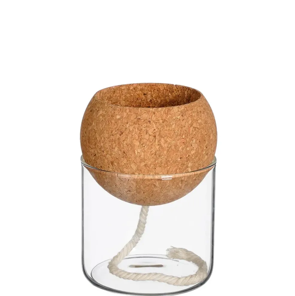 Pot auto arrosant en verre transparent d10xh14cm