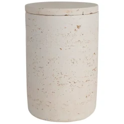 Pot avec couvercle en ciment écru moucheté h16.5cm - Organic