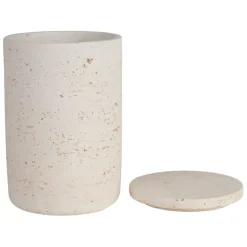Pot avec couvercle en ciment écru moucheté h16.5cm - Organic