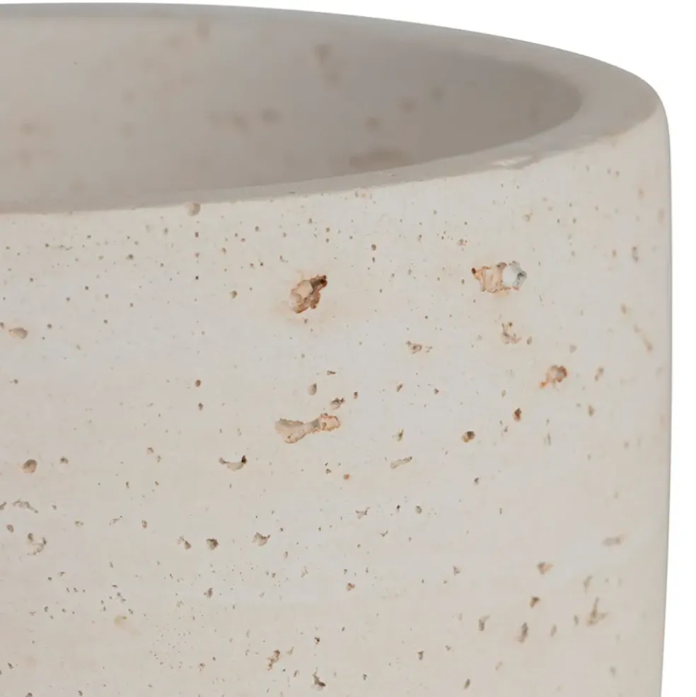 Pot avec couvercle en ciment écru moucheté h6.5cm - Organic