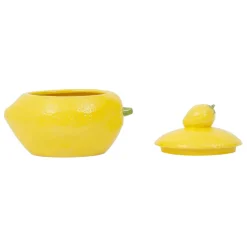 Pot citron avec couvercle en grès jaune - Citron
