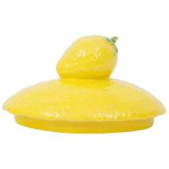 Pot citron avec couvercle en grès jaune - Citron