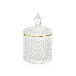 Pot diamond en verre lissere dore d8.5xh14.5cm