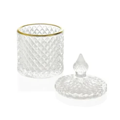 Pot diamond en verre lissere dore d8.5xh14.5cm