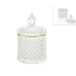 Pot diamond en verre lissere dore d8.5xh14.5cm