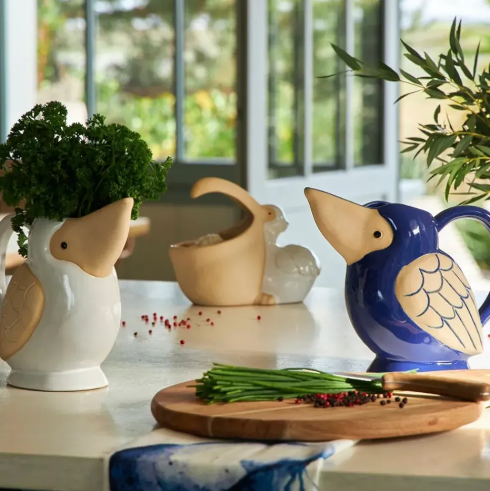 Pot pélican en grès blanc - Pélican