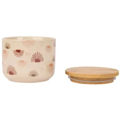 Pots x2 terracotta et vert en porcelaine avec couvercle en bambou - sweet leaves