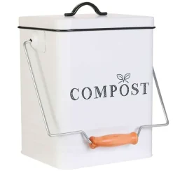 Poubelle à compost en métal blanc 5L