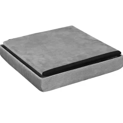 Pouf coffre pliable en velours côtelé gris - Julia