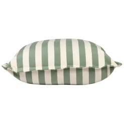 Pouf d'extérieur en tissu rayé sauge et écru 95x95cm - Sola