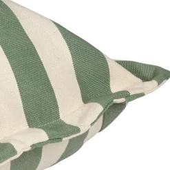 Pouf d'extérieur en tissu rayé sauge et écru 95x95cm - Sola