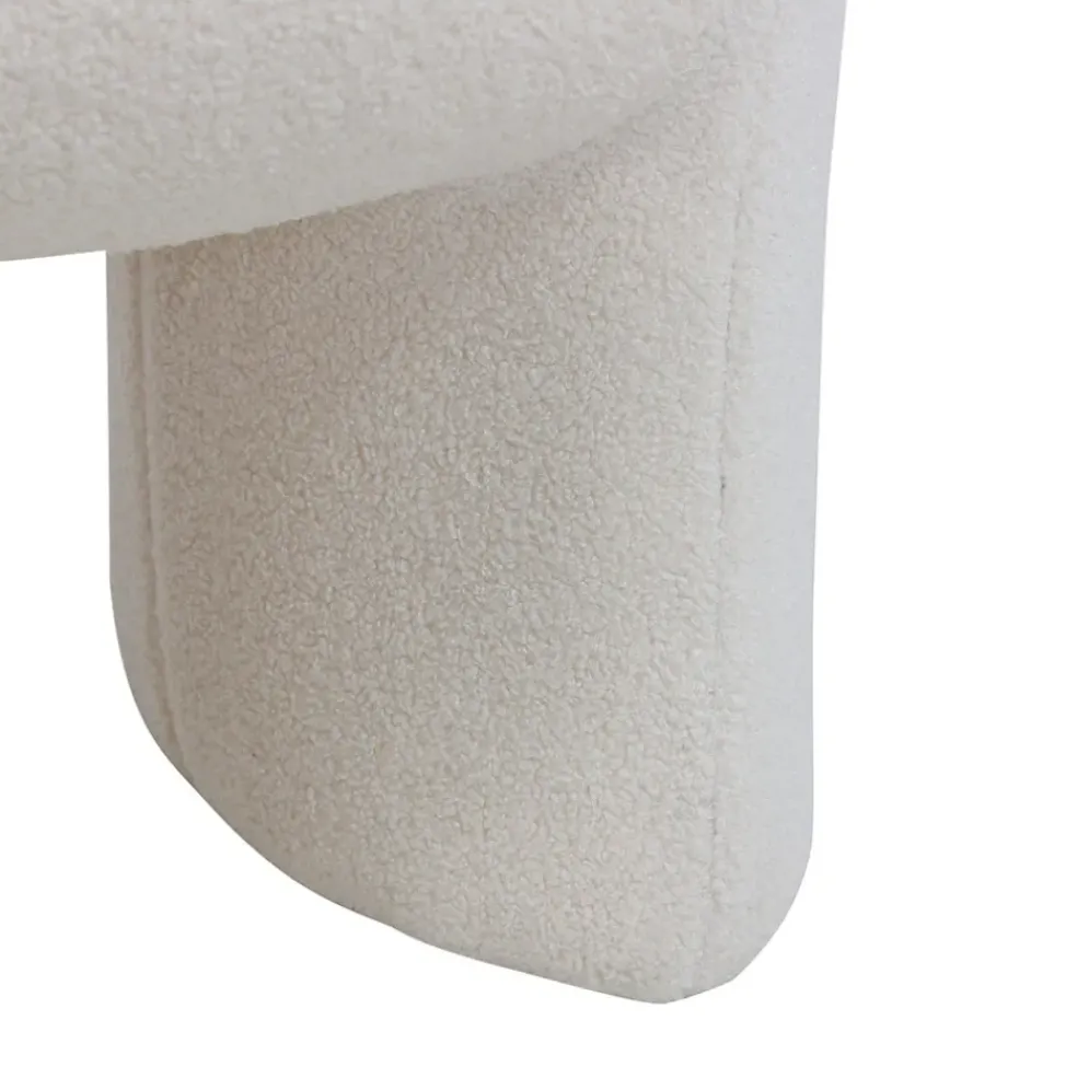 Pouf en tissu bouclette crème - Loa