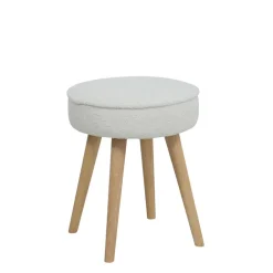 Pouf en tissu bouclette ecru - Popy
