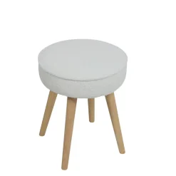 Pouf en tissu bouclette ecru - Popy