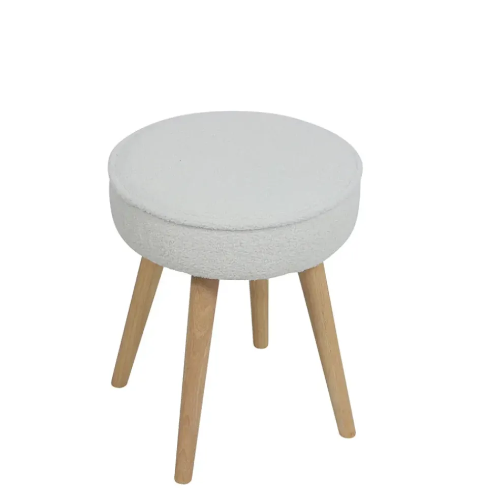 Pouf en tissu bouclette ecru - Popy