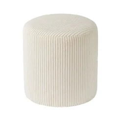 Pouf en tissu velours côtelé blanc - Snaw