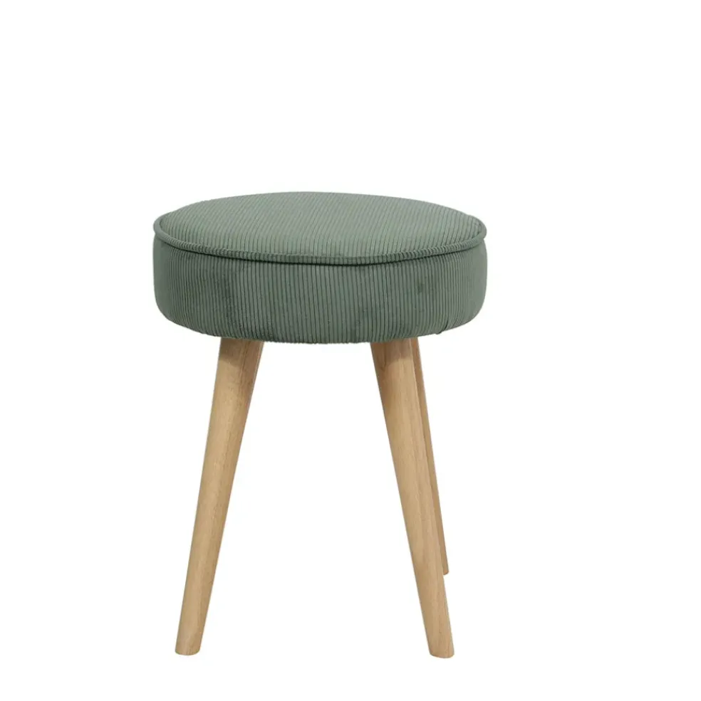 Pouf en tissu velours côtelé kaki - Popy