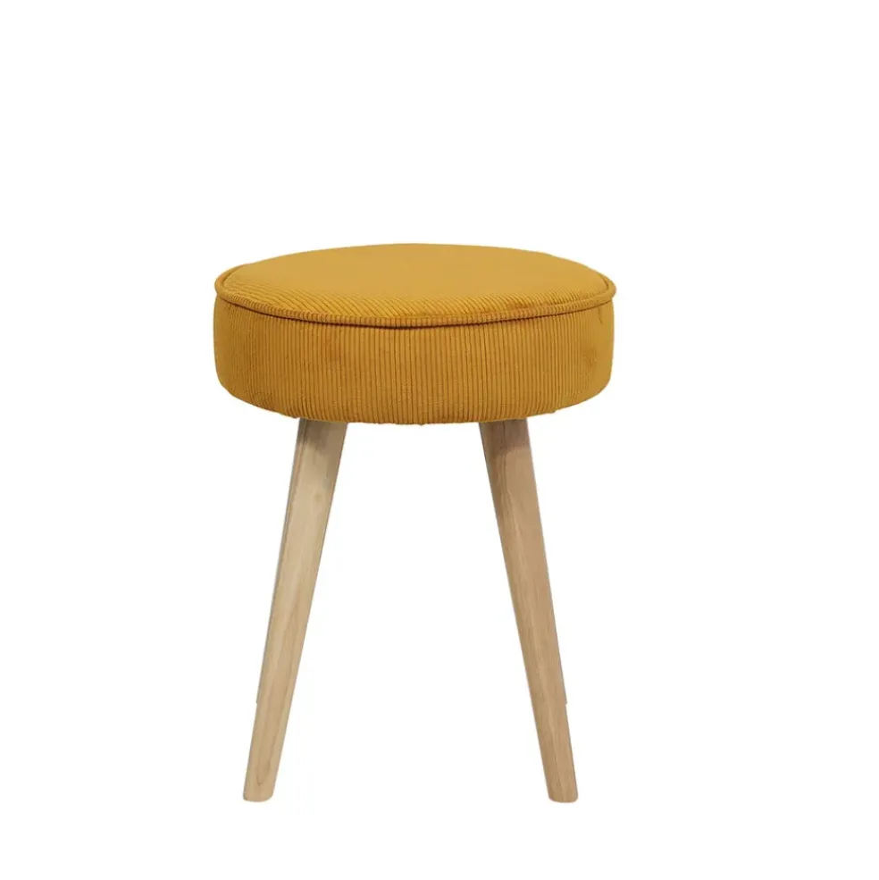 Pouf en velours côtelé abricot - Popy